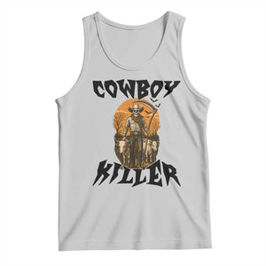 Halloween Skeleton Tank Top Cowboy Killer Spooky Western Horror Design TS12 Ash Print Your Wear