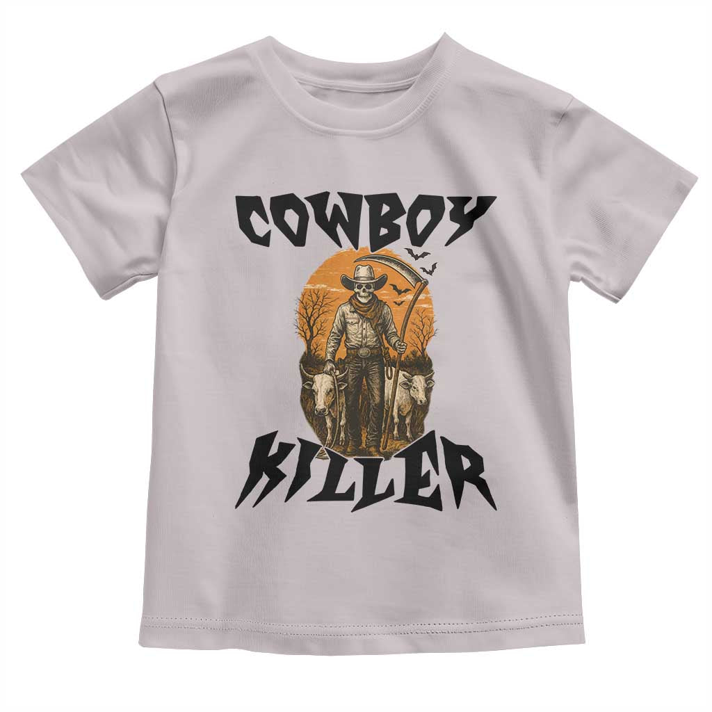 Halloween Skeleton Toddler T Shirt Cowboy Killer Spooky Western Horror Design TS12 Ice Gray Print Your Wear