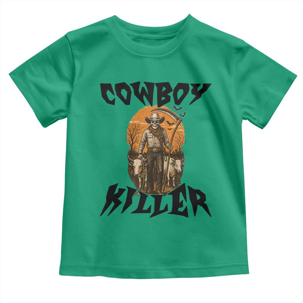 Halloween Skeleton Toddler T Shirt Cowboy Killer Spooky Western Horror Design TS12 Irish Green Print Your Wear