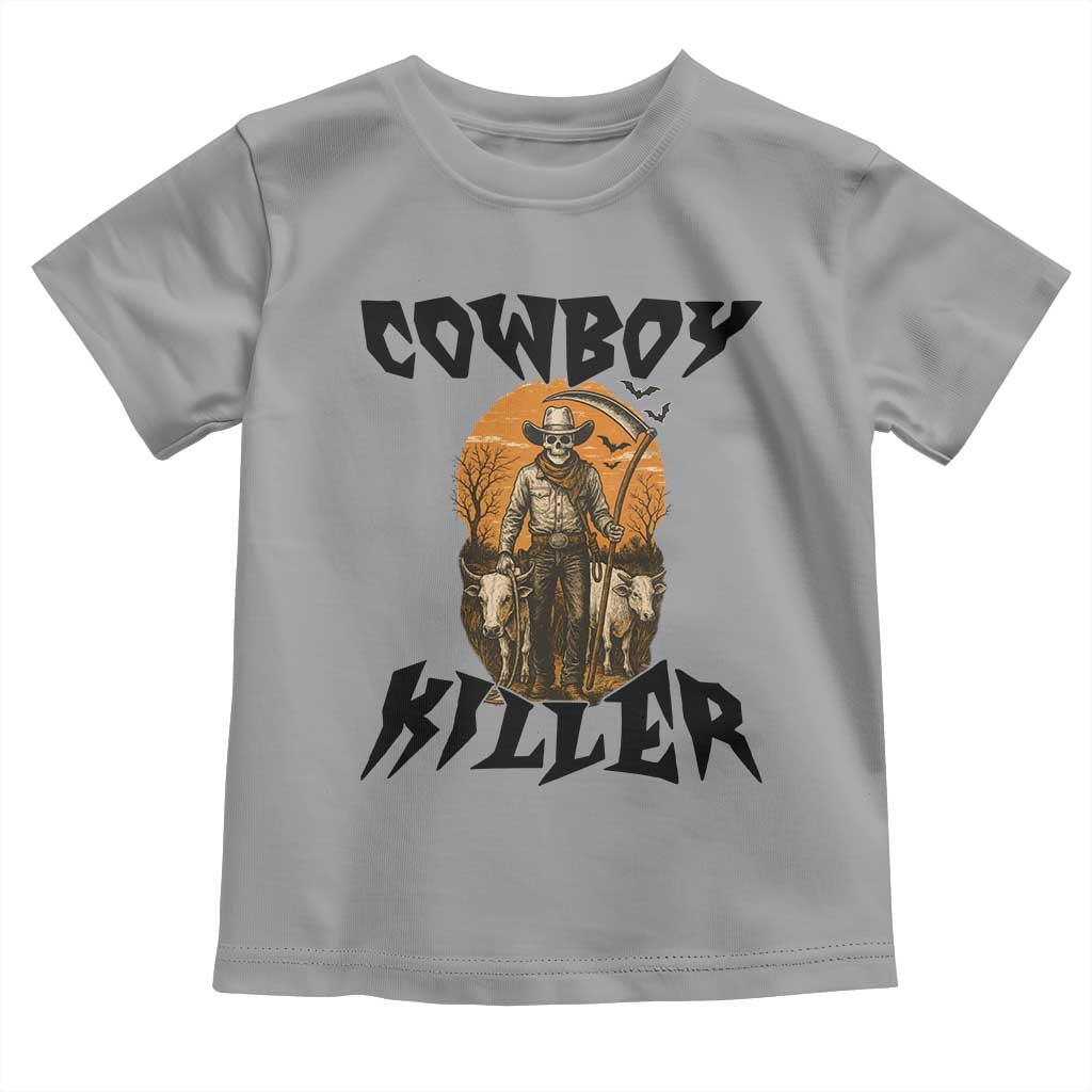 Halloween Skeleton Toddler T Shirt Cowboy Killer Spooky Western Horror Design TS12 Sport Gray Print Your Wear