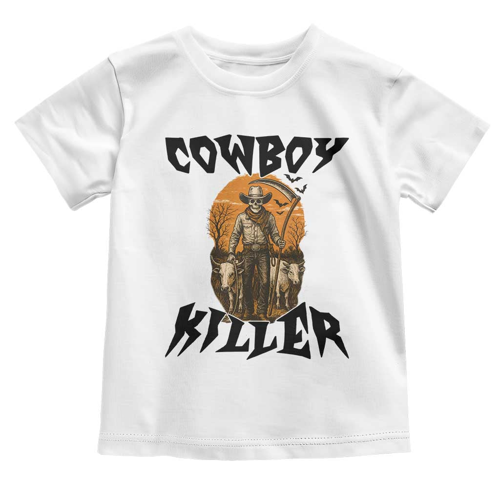 Halloween Skeleton Toddler T Shirt Cowboy Killer Spooky Western Horror Design TS12 White Print Your Wear