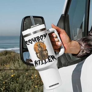 Halloween Skeleton Tumbler With Handle Cowboy Killer Spooky Western Horror Design TS12 Print Your Wear
