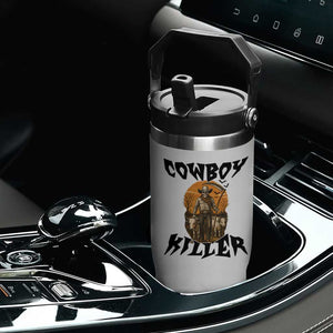 Halloween Skeleton Flip Straw Tumbler Cowboy Killer Spooky Western Horror Design TS12 Print Your Wear