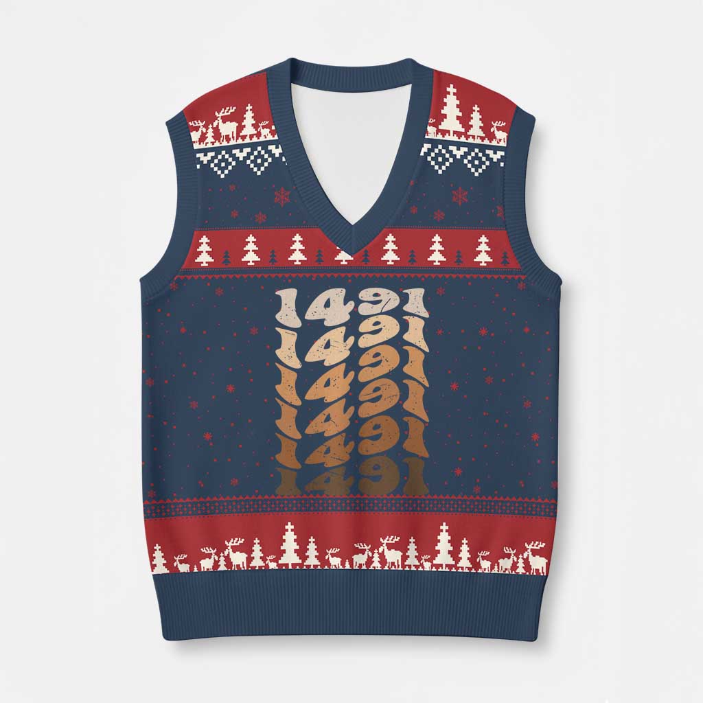 1491 Indigenous Peoples Day V-Neck Knit Sweater Vest Native American Heritage Pride