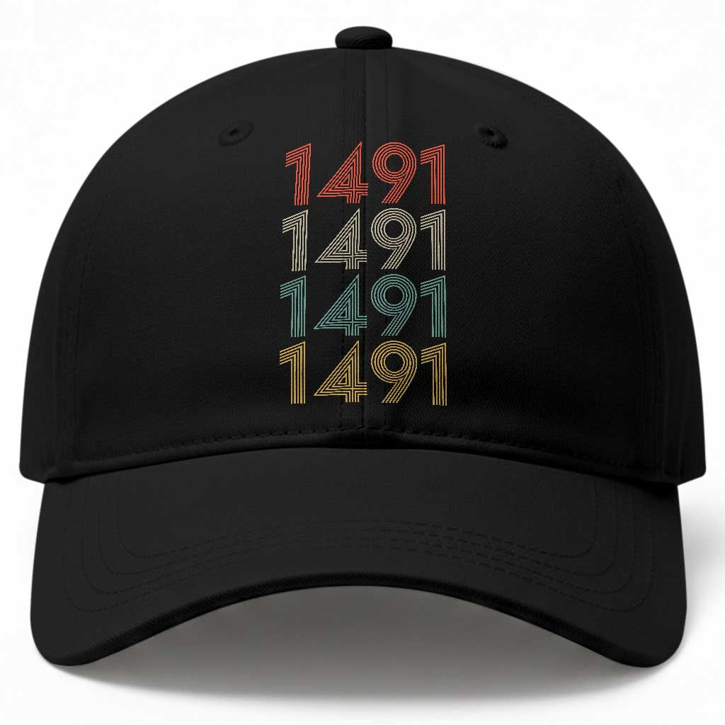 1491 Vintage Retro Striped Multicolor Number Graphic Baseball Cap TS12 Print Your Wear
