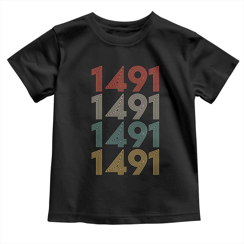 1491 Vintage Retro Striped Multicolor Number Graphic Toddler T Shirt TS12 Black Print Your Wear