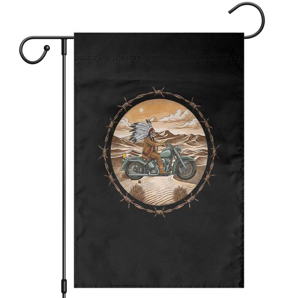 Native American Biker Gift Garden Flag Skull Motorcycle Rider TS12 Black Print Your Wear