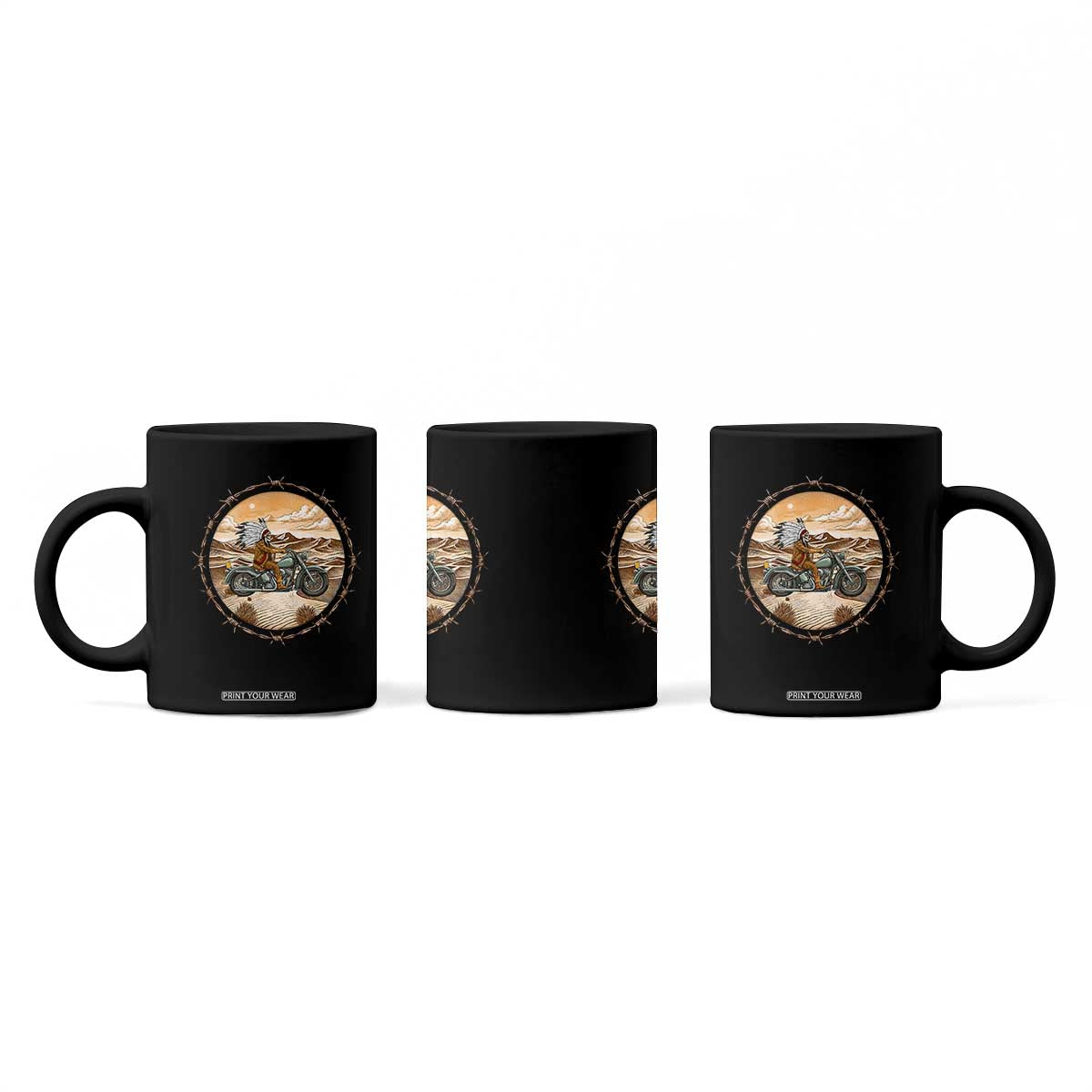Native American Biker Gift Coffee Mug Skull Motorcycle Rider