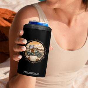 Native American Biker Gift 4 in 1 Can Cooler Tumbler Skull Motorcycle Rider