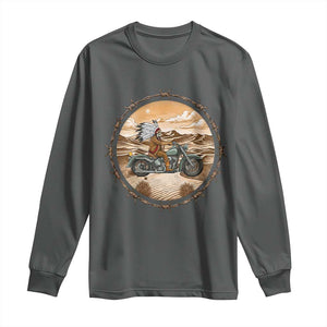 Native American Biker Gift Long Sleeve Shirt Skull Motorcycle Rider