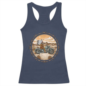 Native American Biker Gift Racerback Tank Top Skull Motorcycle Rider