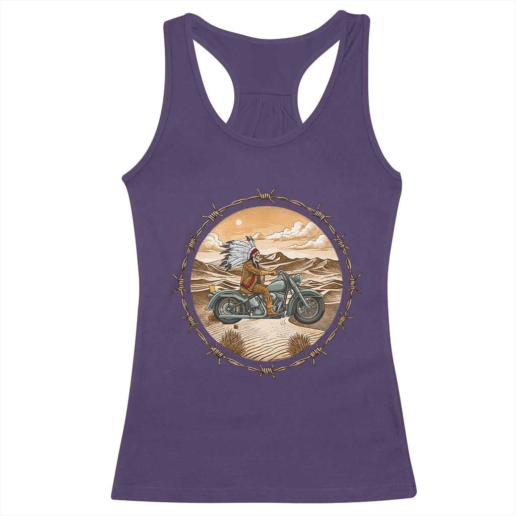 Native American Biker Gift Racerback Tank Top Skull Motorcycle Rider