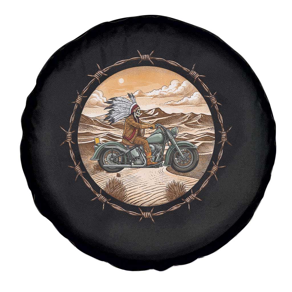 Native American Biker Gift Spare Tire Cover Skull Motorcycle Rider