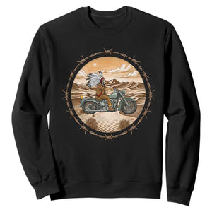 Native American Biker Gift Sweatshirt Skull Motorcycle Rider