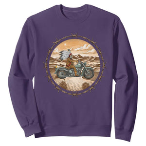Native American Biker Gift Sweatshirt Skull Motorcycle Rider