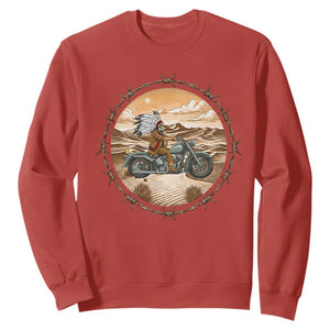 Native American Biker Gift Sweatshirt Skull Motorcycle Rider