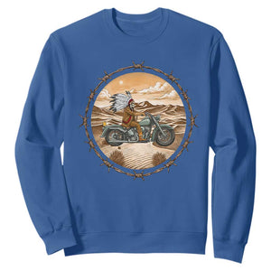 Native American Biker Gift Sweatshirt Skull Motorcycle Rider