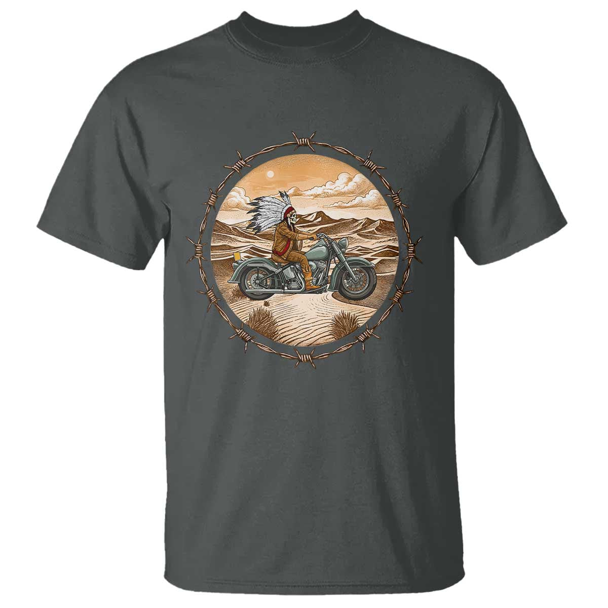 Native American Biker Gift T Shirt Skull Motorcycle Rider