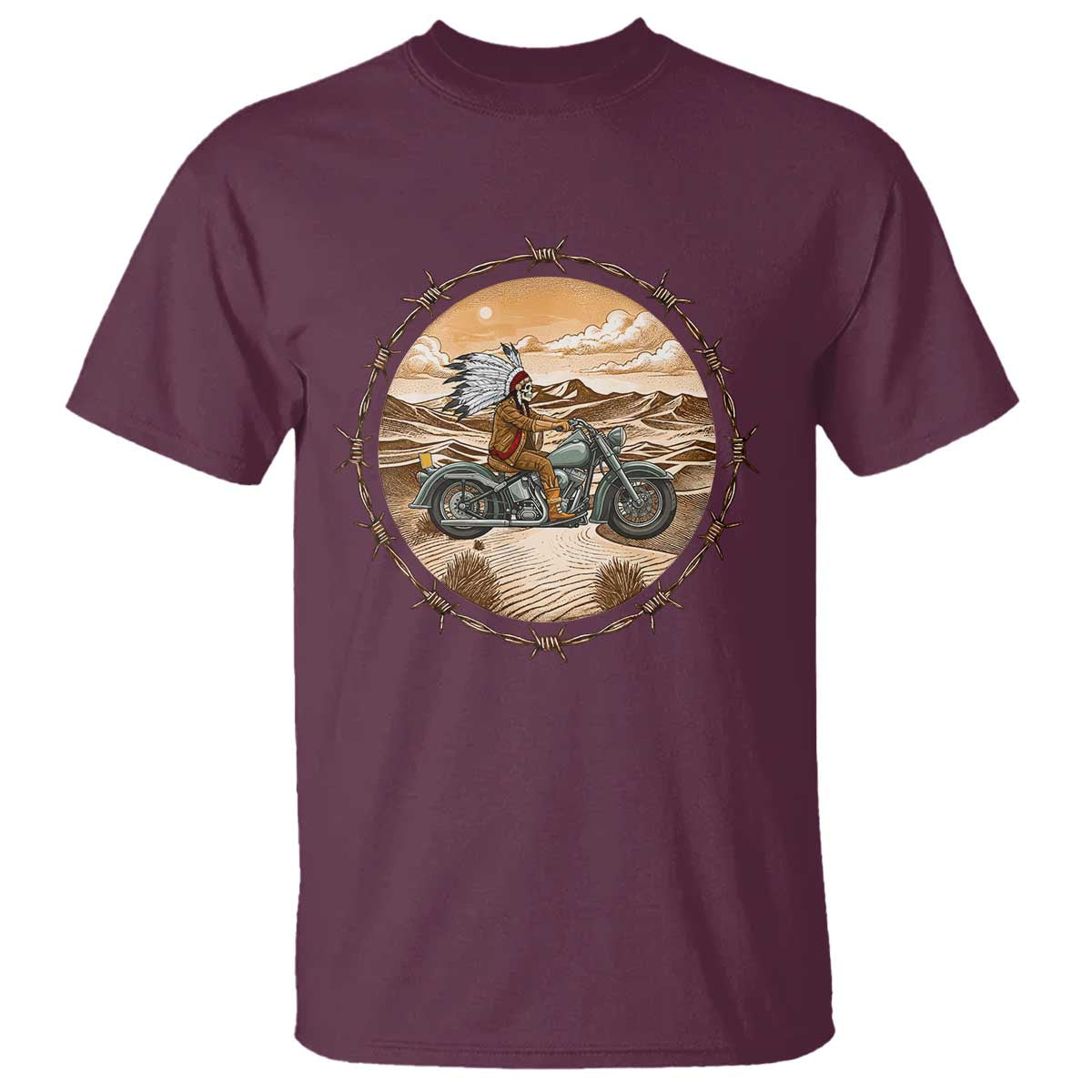 Native American Biker Gift T Shirt Skull Motorcycle Rider
