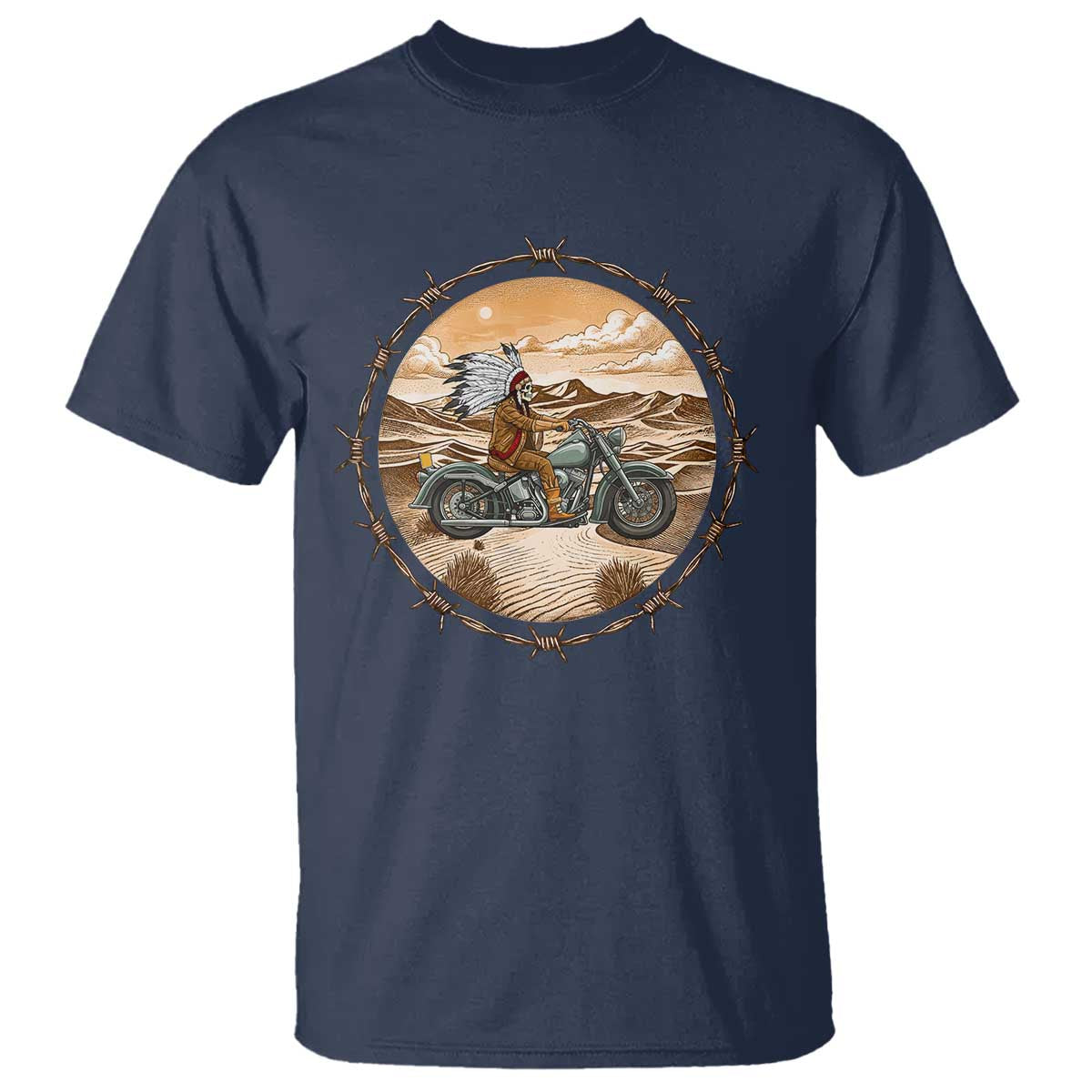 Native American Biker Gift T Shirt Skull Motorcycle Rider
