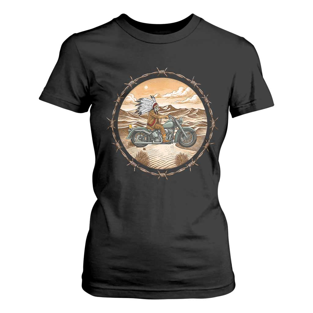 Native American Biker Gift T Shirt For Women Skull Motorcycle Rider TS12 Black Print Your Wear