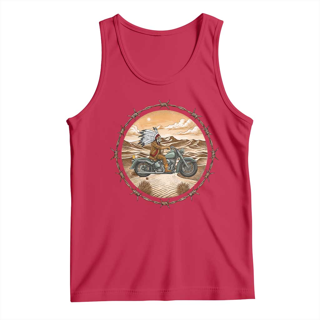 Native American Biker Gift Tank Top Skull Motorcycle Rider
