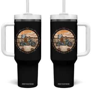 Native American Biker Gift Tumbler With Handle Skull Motorcycle Rider