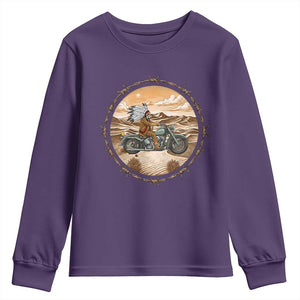 Native American Biker Gift Youth Sweatshirt Skull Motorcycle Rider