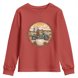 Native American Biker Gift Youth Sweatshirt Skull Motorcycle Rider