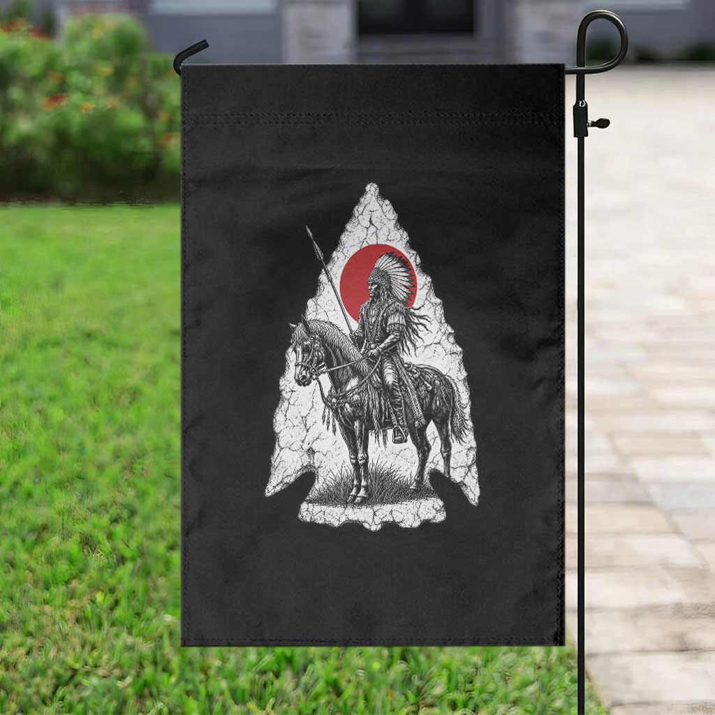Vintage Native American Warrior Garden Flag Horse Rider Feather Headdress Graphic