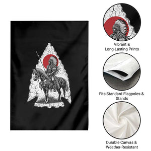 Vintage Native American Warrior Garden Flag Horse Rider Feather Headdress Graphic