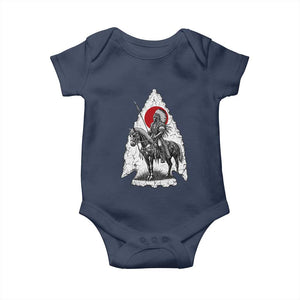 Vintage Native American Warrior Baby Onesie Horse Rider Feather Headdress Graphic