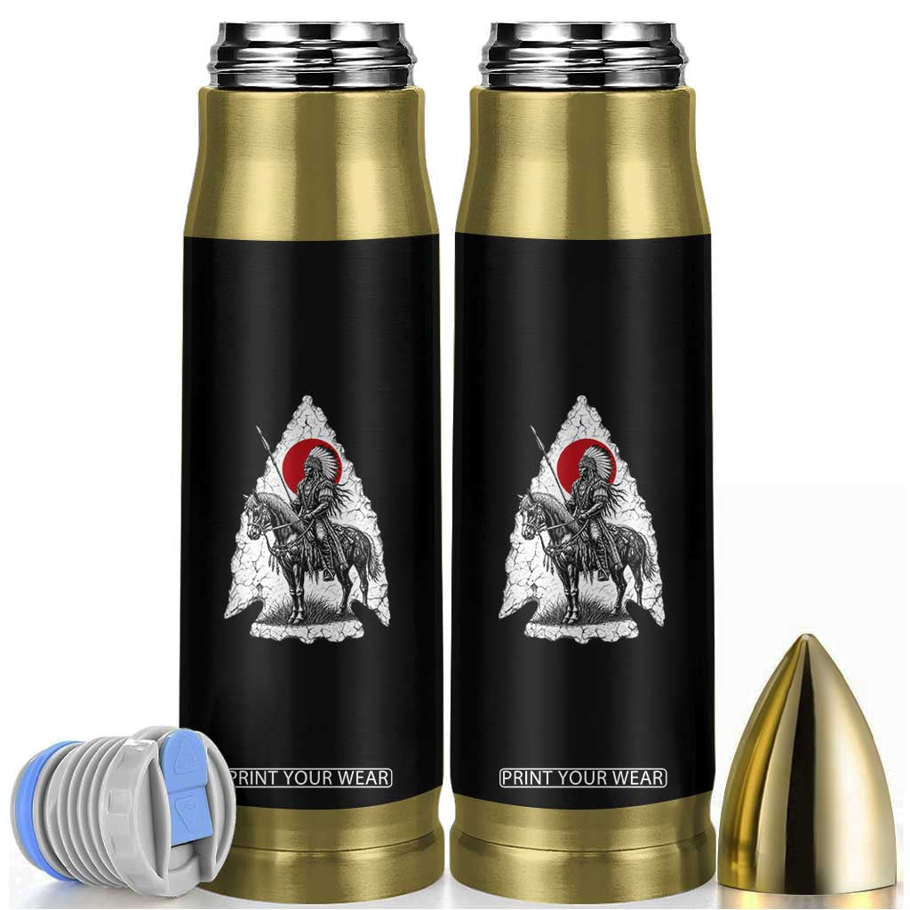 Vintage Native American Warrior Bullet Tumbler Horse Rider Feather Headdress Graphic TS12 Black Print Your Wear