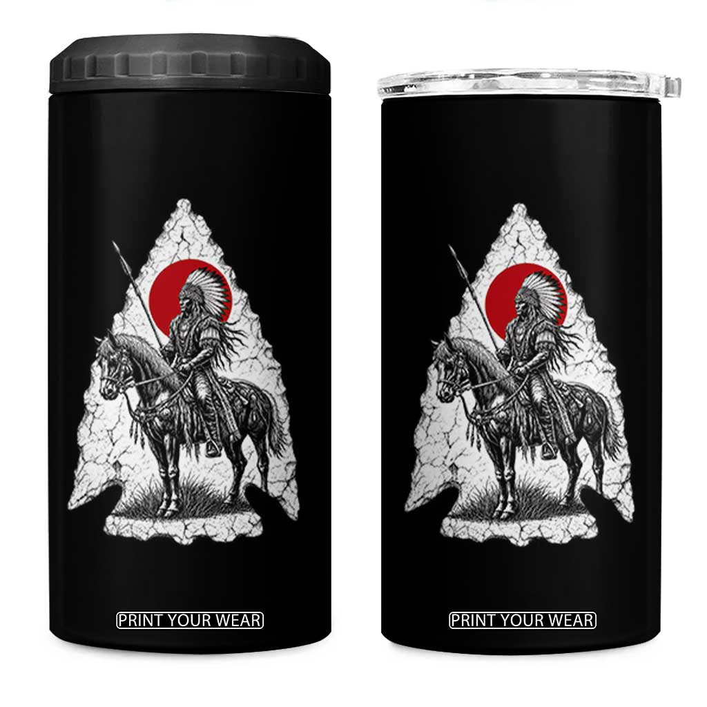 Vintage Native American Warrior 4 in 1 Can Cooler Tumbler Horse Rider Feather Headdress Graphic TS12 One Size: 16 oz Black Print Your Wear