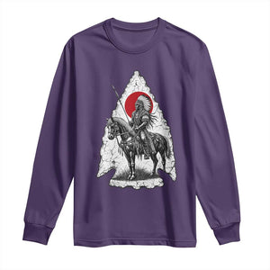 Vintage Native American Warrior Long Sleeve Shirt Horse Rider Feather Headdress Graphic
