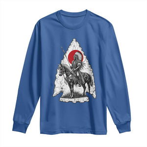 Vintage Native American Warrior Long Sleeve Shirt Horse Rider Feather Headdress Graphic