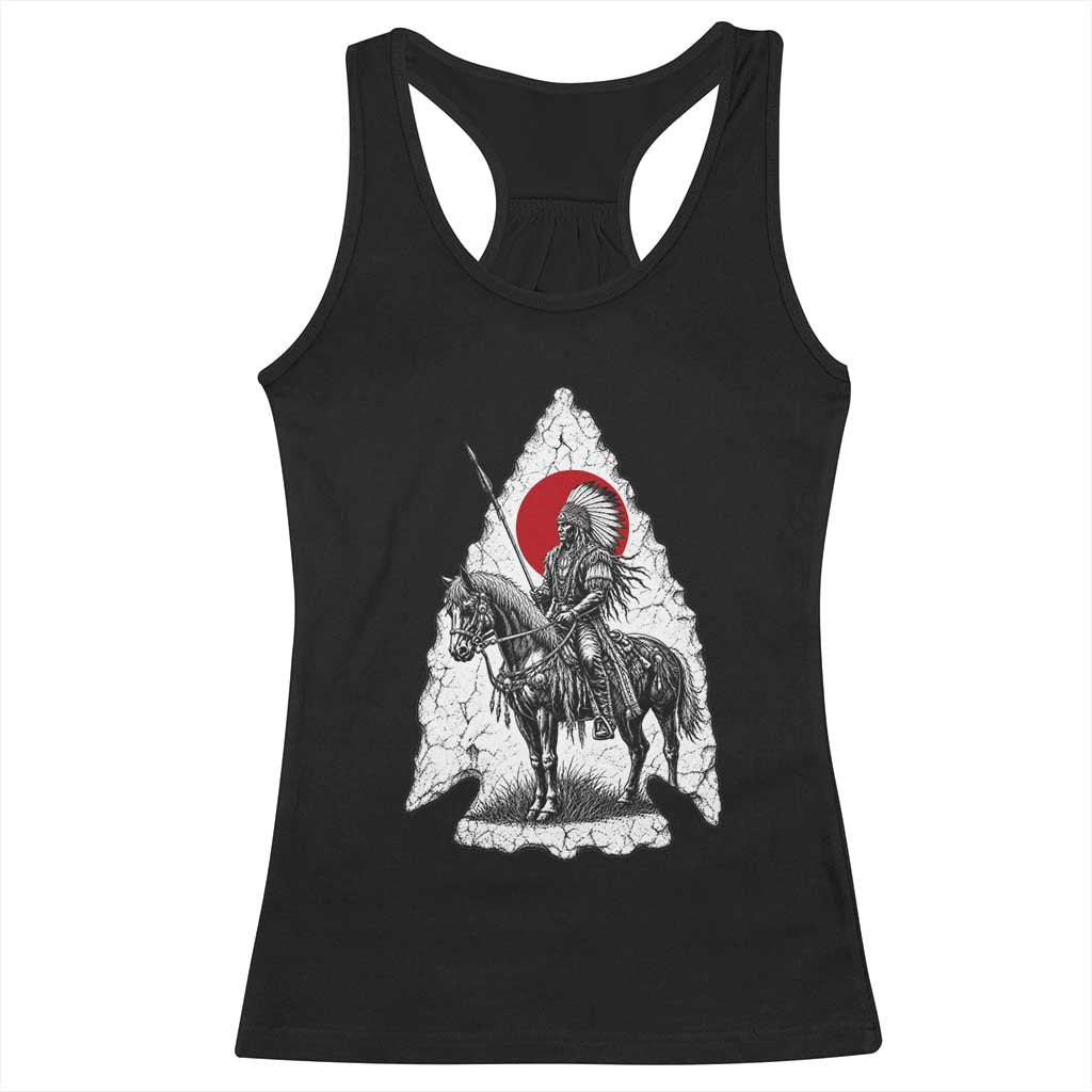 Vintage Native American Warrior Racerback Tank Top Horse Rider Feather Headdress Graphic TS12 Black Print Your Wear