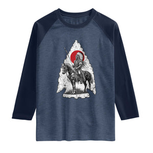 Vintage Native American Warrior Raglan Shirt Horse Rider Feather Headdress Graphic