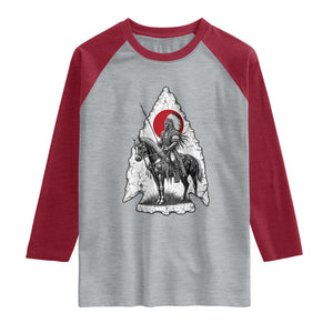 Vintage Native American Warrior Raglan Shirt Horse Rider Feather Headdress Graphic