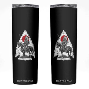Vintage Native American Warrior Skinny Tumbler Horse Rider Feather Headdress Graphic