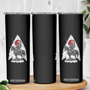 Vintage Native American Warrior Skinny Tumbler Horse Rider Feather Headdress Graphic