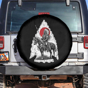 Vintage Native American Warrior Spare Tire Cover Horse Rider Feather Headdress Graphic
