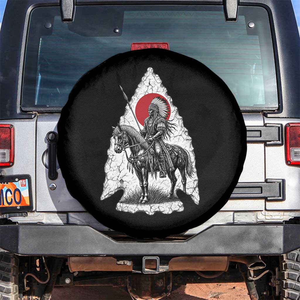 Vintage Native American Warrior Spare Tire Cover Horse Rider Feather Headdress Graphic TS12 No hole Black Print Your Wear