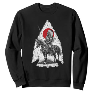 Vintage Native American Warrior Sweatshirt Horse Rider Feather Headdress Graphic