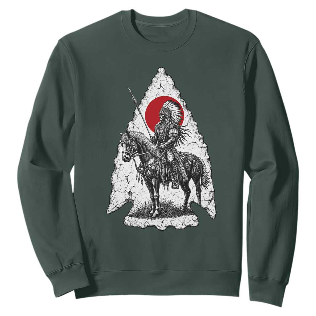 Vintage Native American Warrior Sweatshirt Horse Rider Feather Headdress Graphic