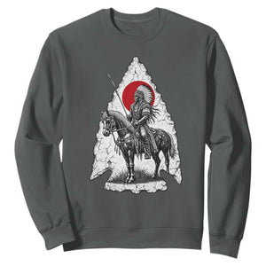 Vintage Native American Warrior Sweatshirt Horse Rider Feather Headdress Graphic