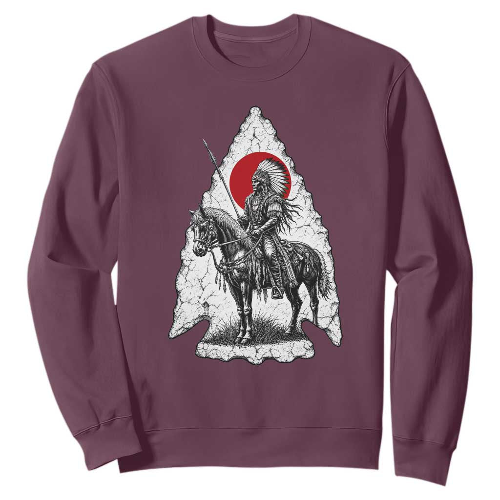Vintage Native American Warrior Sweatshirt Horse Rider Feather Headdress Graphic