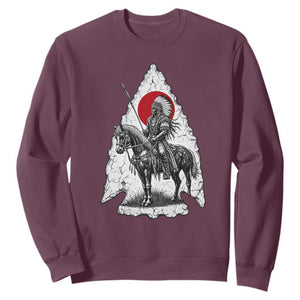 Vintage Native American Warrior Sweatshirt Horse Rider Feather Headdress Graphic