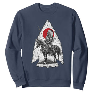 Vintage Native American Warrior Sweatshirt Horse Rider Feather Headdress Graphic