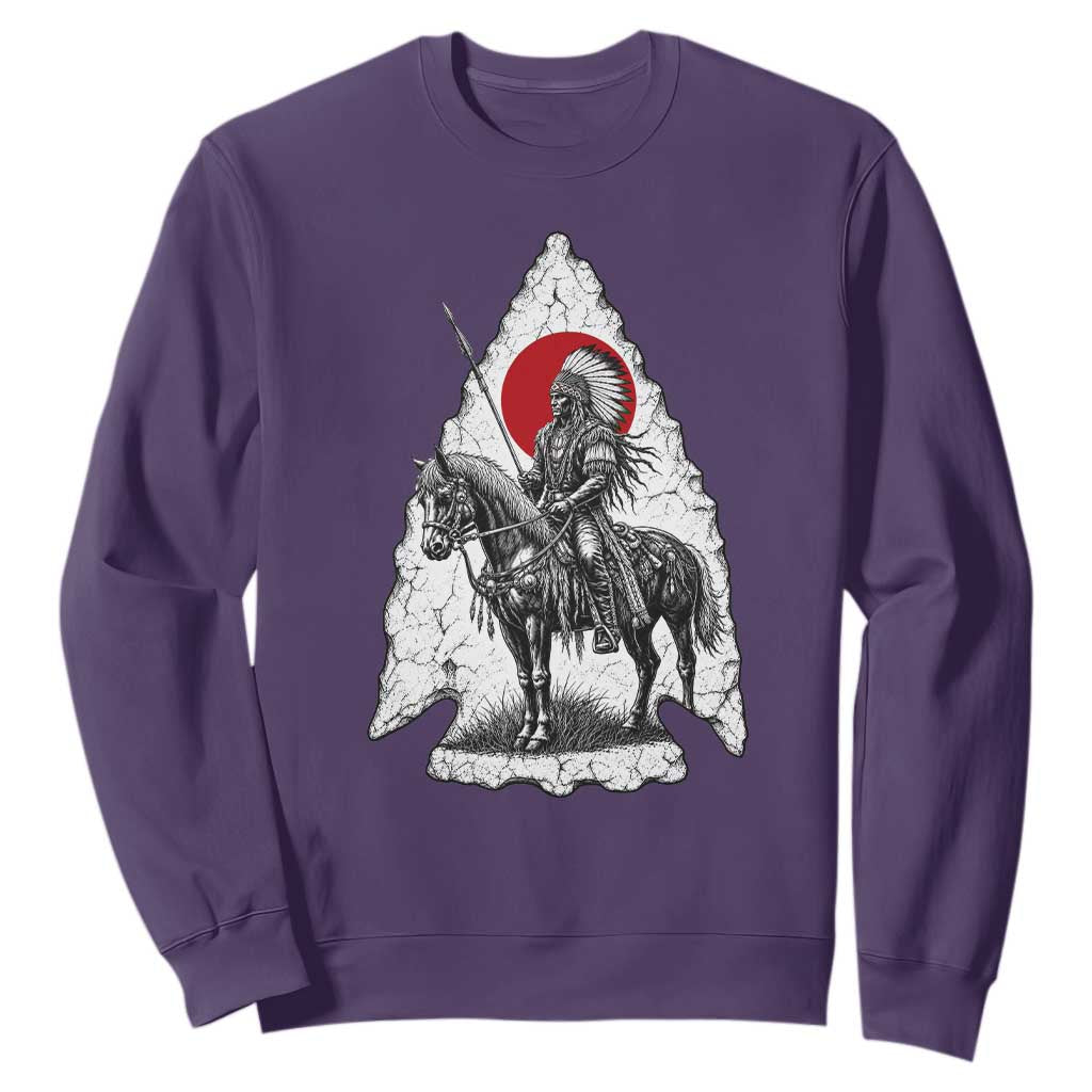 Vintage Native American Warrior Sweatshirt Horse Rider Feather Headdress Graphic